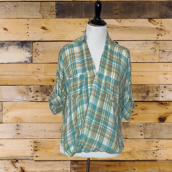 Anthropologie Holding Horses Plaid Wrap Top Size 0 - Picture 8 of 11